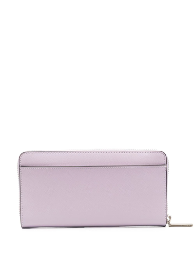 Shop Kate Spade Logo-lettering Leather Wallet In Purple
