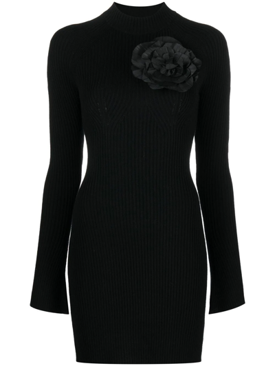Shop Blumarine Cut-out Wool Mini Dress In Black
