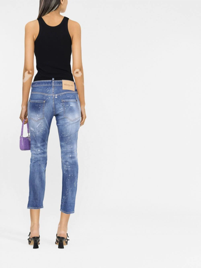 Shop Dsquared2 Low-rise Distressed Cropped Jeans In Blue