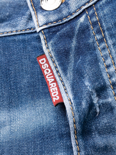Shop Dsquared2 Low-rise Distressed Cropped Jeans In Blue