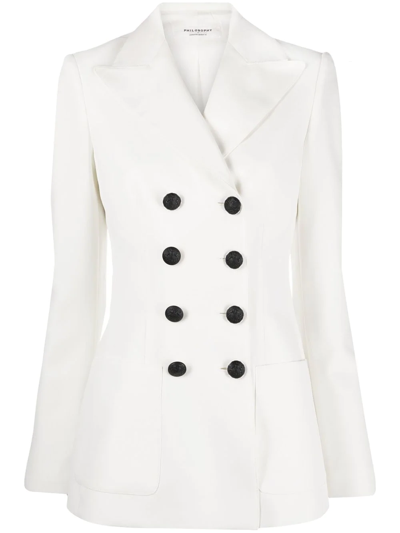 Shop Philosophy Di Lorenzo Serafini Fitted Double-breasted Blazer In White