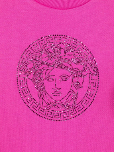 Shop Versace Logo-embellished Jumper Dress In Pink