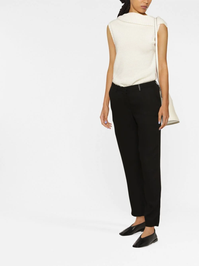 Fabiana Filippi High Waist Bead Detail Ankle Pants In Black