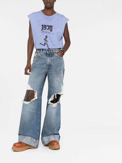 Shop R13 Ripped Wide-leg Jeans In Blue