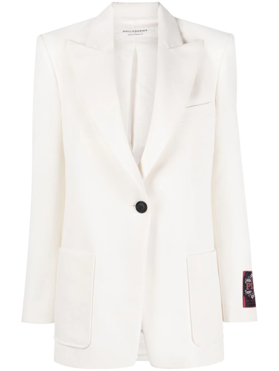 Shop Philosophy Di Lorenzo Serafini Single-breasted Tailored Blazer In White