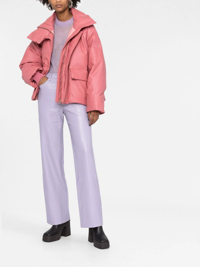 Shop Stella Mccartney Faux-leather Puffer Jacket In Pink
