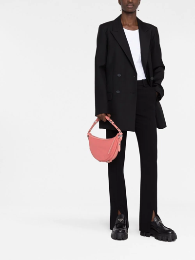 By Far Textured Leather Gib Shoulder Bag With Crocodile Effect And In Pink