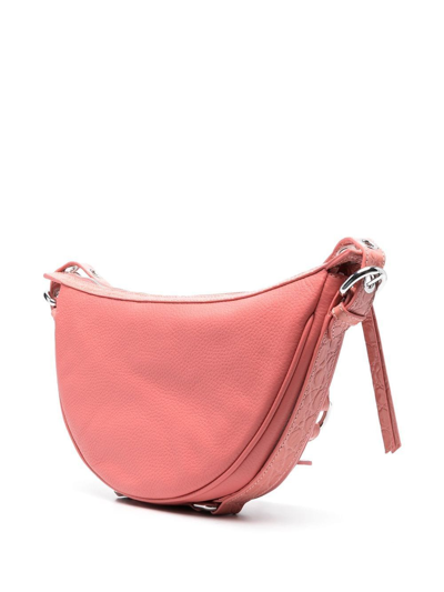 By Far Textured Leather Gib Shoulder Bag With Crocodile Effect And In Pink