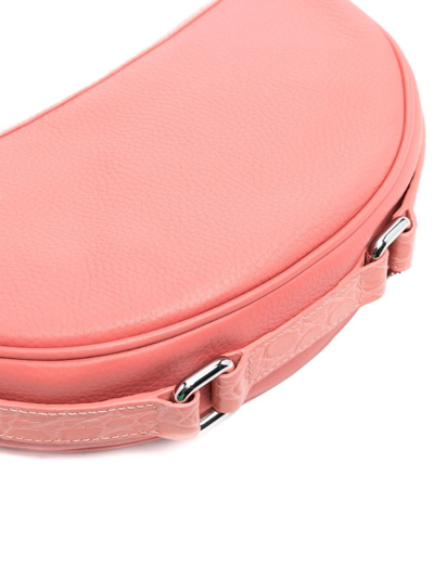 By Far Textured Leather Gib Shoulder Bag With Crocodile Effect And In Pink