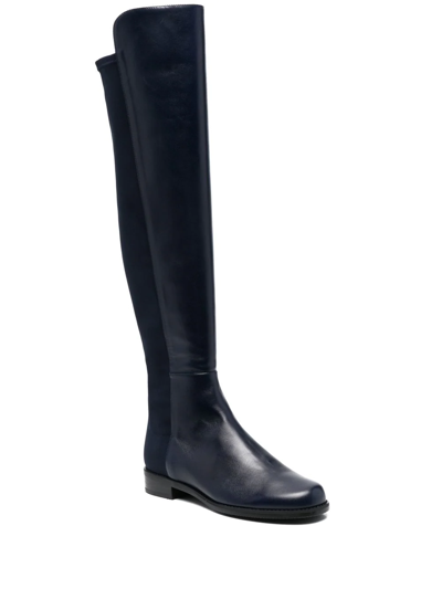 Stuart Weitzman Panelled Knee-length Leather Boots In Blue