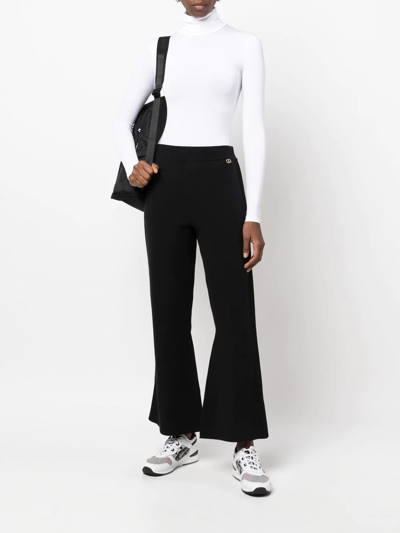 Shop Twinset Knitted Flared Cropped Trousers In Black