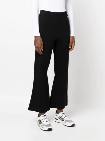 Shop Twinset Knitted Flared Cropped Trousers In Black