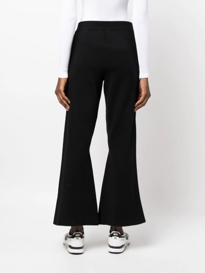 Shop Twinset Knitted Flared Cropped Trousers In Black