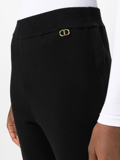 Twinset Knitted Flared Cropped Trousers In Black