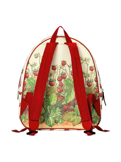 Shop Gucci Strawberry-print Backpack In White