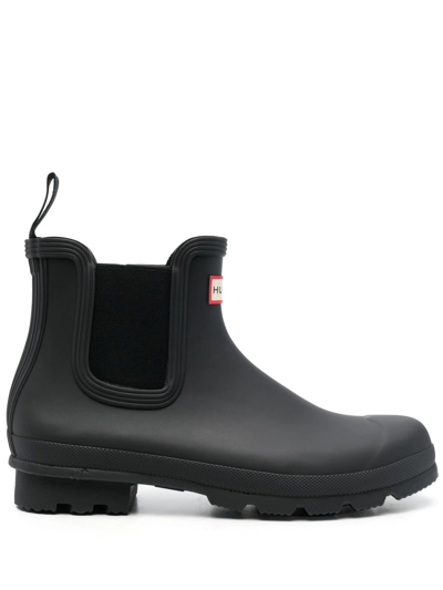 Shop Hunter Logo-patch Chelsea Boots In Black