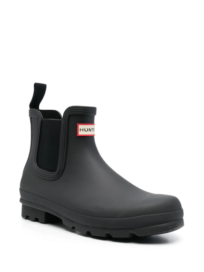 Shop Hunter Logo-patch Chelsea Boots In Black