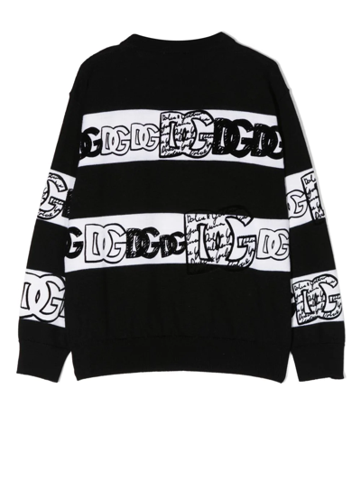 Shop Dolce & Gabbana Intarsia-knit Embroidered Jumper In Black