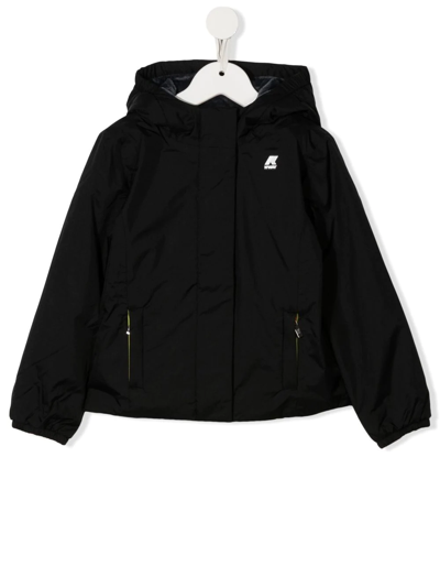 Shop K-way Logo-print Zip-up Padded Jacket In Black