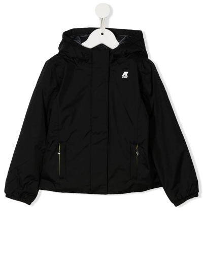 K-way Logo-print Zip-up Padded Jacket In Black