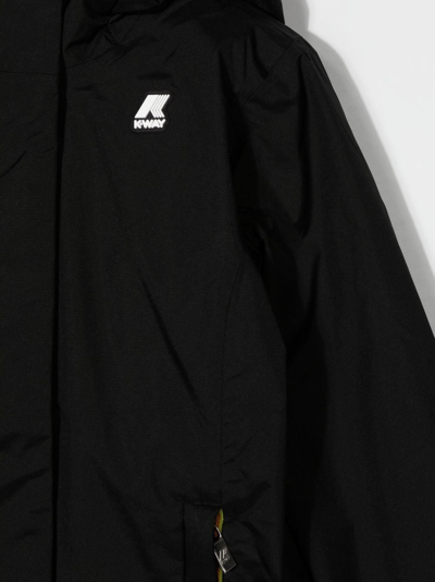 K-way Logo-print Zip-up Padded Jacket In Black