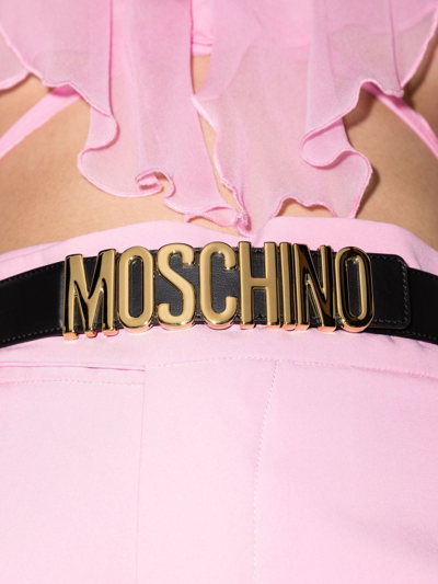 Moschino Logo-plaque Belt In Black