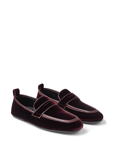 Shop Jimmy Choo Buxton Suede Loafers In Red