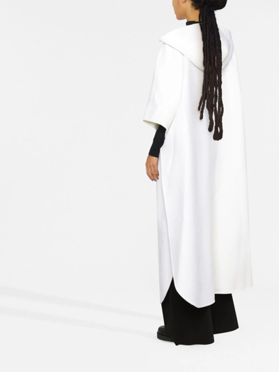 Valentino V Logo-plaque Hooded Coat In Neutrals