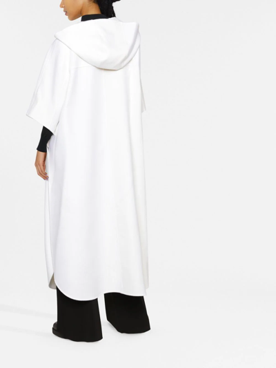 Valentino V Logo-plaque Hooded Coat In Neutrals