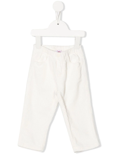 Shop Il Gufo Corduroy Slip-on Trousers In White