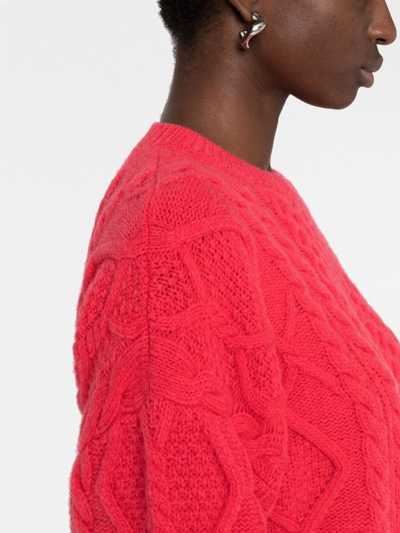 Shop Stella Mccartney Aran-knit Cropped Jumper In Pink