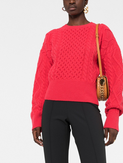 Shop Stella Mccartney Aran-knit Cropped Jumper In Pink