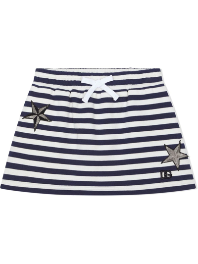 Shop Dolce & Gabbana Star-patch Striped Skirt In Blue