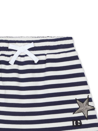 Shop Dolce & Gabbana Star-patch Striped Skirt In Blue