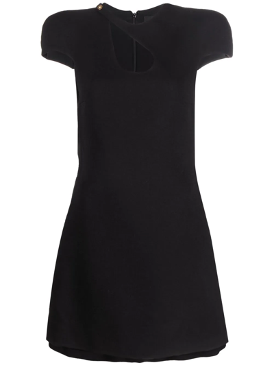 Shop Versace Cut-out Detail Mini Dress In Black