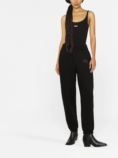 Shop Alexander Wang Logo-print Tapered Track Pants In Black