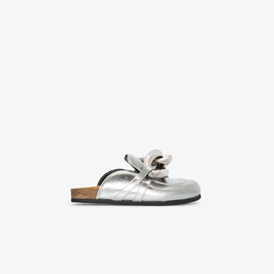 Jw Anderson Chain-link Metallic Loafer Mules In Silver