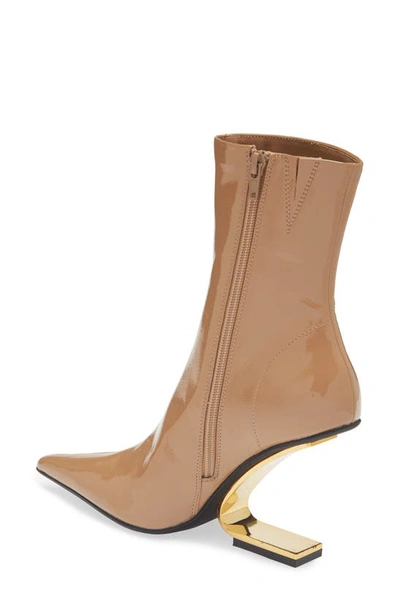 Jeffrey Campbell Combass Bootie In Natural Crinkle Pat Gold