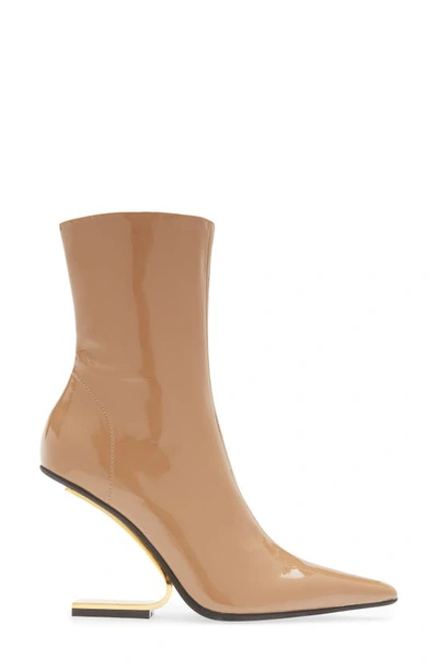 Jeffrey Campbell Combass Bootie In Natural Crinkle Pat Gold