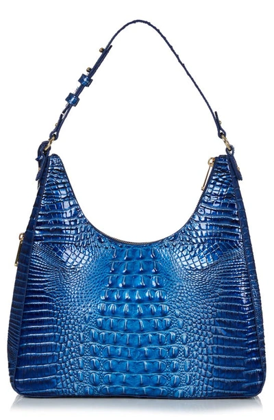 Shop Brahmin Tabitha Croc Embossed Leather Shoulder Bag In Vista Blue Ombre Melbourne