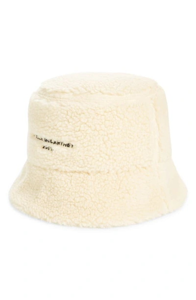 Shop Stella Mccartney Embroidered Logo Fleece Bucket Hat In 9221 - Cream/ Black