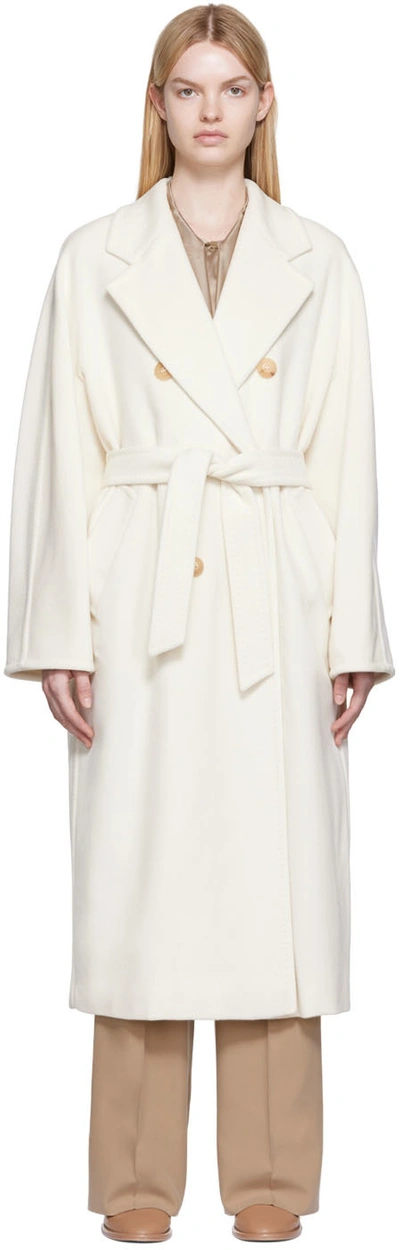 Shop Max Mara White Madame Icon Coat In 021 Optical White