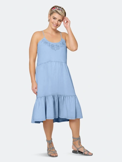 Shop Leota Esmeralda Dress In Cornflower Blue (curve)