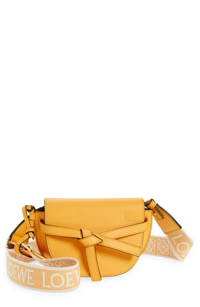 Shop Loewe Mini Gate Leather Convertible Bag In Mandarin 9130