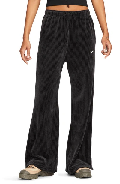 Shop Nike Sportswear Velour High Waist Pants In Black/ Sail