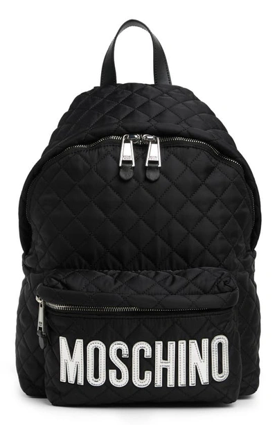 Moschino Logo Quilted Nylon Backpack In Black | ModeSens