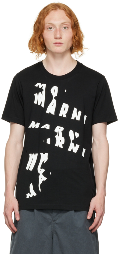 Shop Marni Black Scanned T-shirt In Sln99 Black