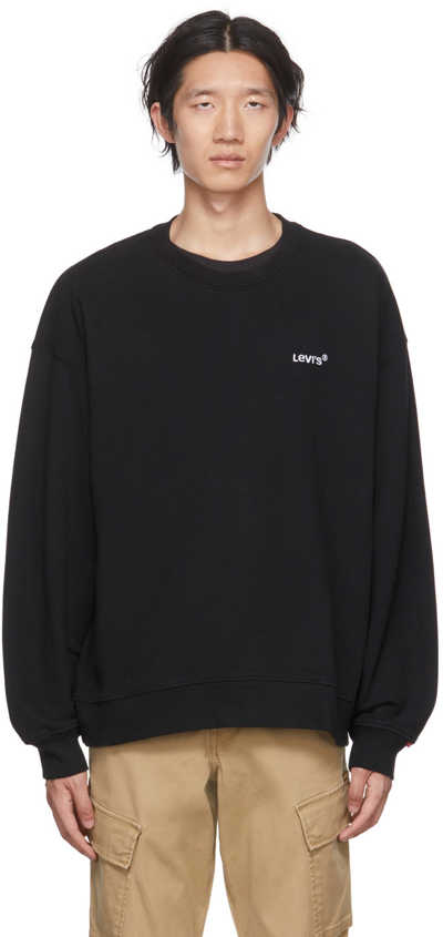 Shop Levi's Black Embroidered Sweatshirt In Mineral Black