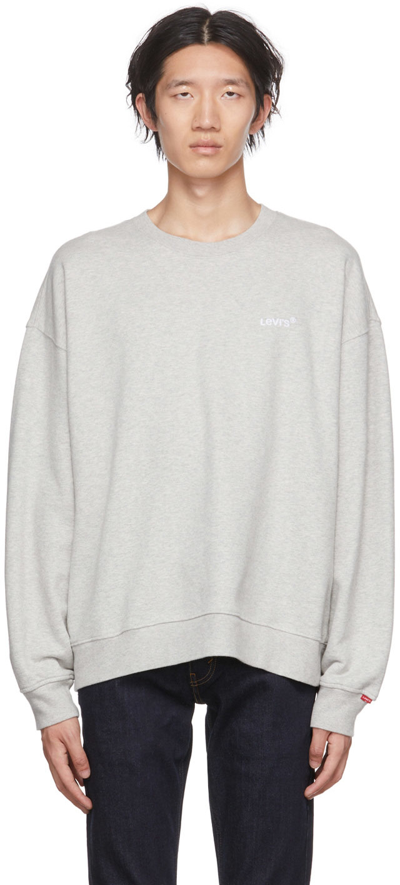 Shop Levi's Gray Embroidered Sweatshirt In Light Mist Heather