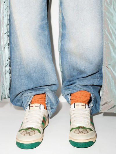 Gucci Screener Distressed Low-top Sneakers In Neutral